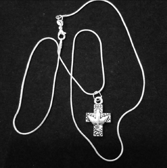 New Dove Cross  20" \ .925 Sterling Silver Necklace - Picture 2 of 2